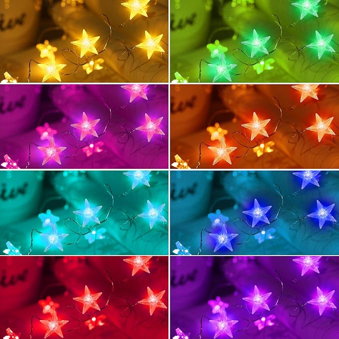 Smart Star Christmas Lights Indoor, 33 FT 80 LED USB Star Lights String, App & Remote Control, Timer Music Sync, Star String Lights for Bedroom