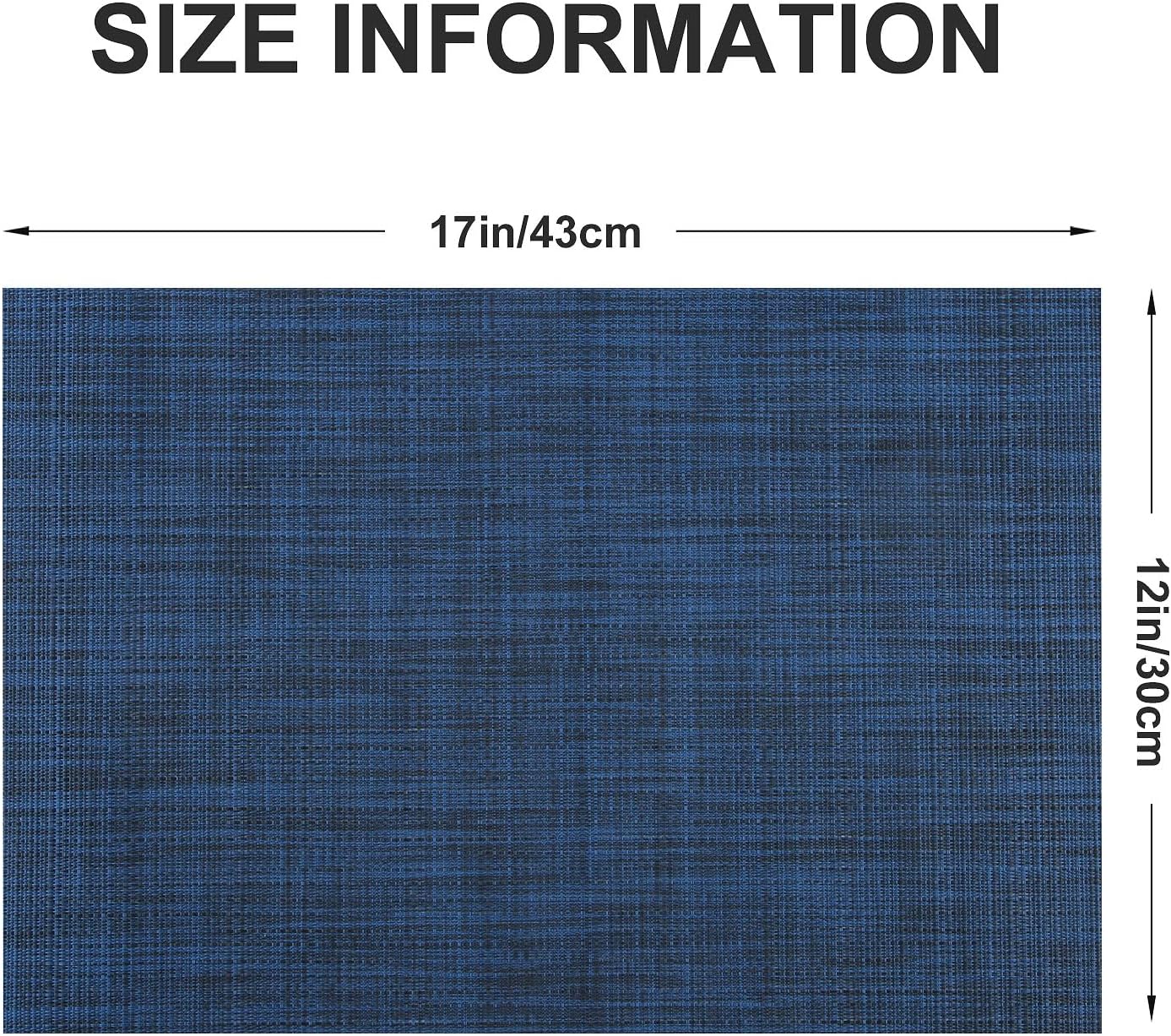Vinyl Placemats Set of 8, PVC Woven Washable Non-Slip Table Mats, Heat Resistant Wrinkle Free Place Mats for Dining Table, Easy to Clean (8, Navy Blue)