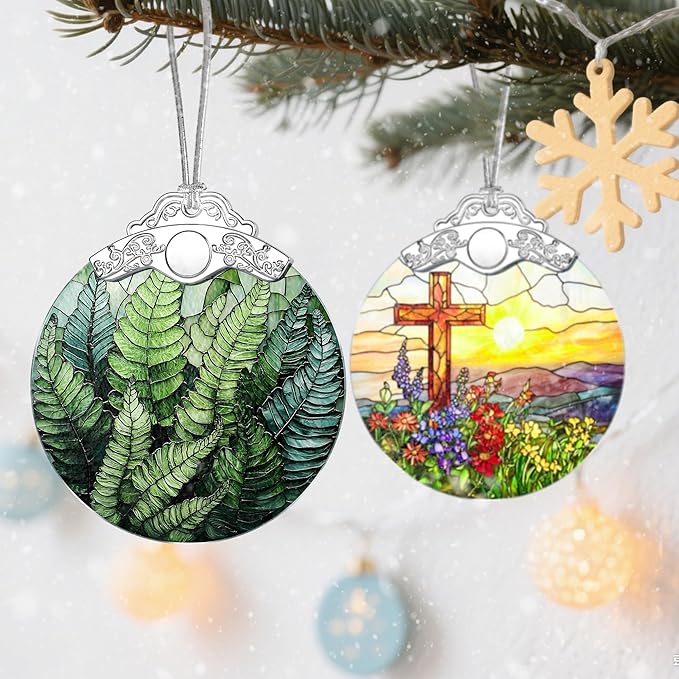 Plant Ornament, Stained Glass Christmas Decorations, Christmas Ornaments for Tree, Holiday Ornament, Gifts for Plant Lovers, Holiday Party Gifts, Gift Ideas & Xmas Gift