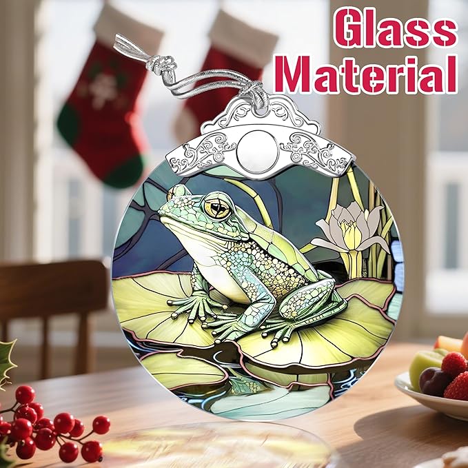 Christmas Ornaments: Stained Glass Ornament, Christmas Tree Ornament, Hanging Ornaments for Home Decor & Xmas Tree Decorations – Exquisite Holiday Decor, Gifts & Holiday Present - Frog
