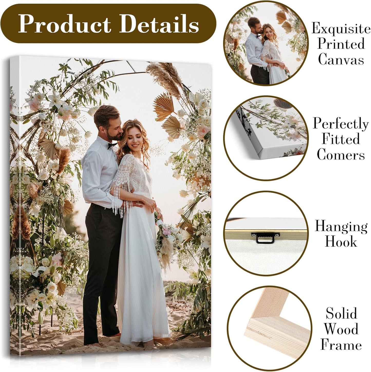 Custom Canvas Prints with Your Photos - Personalized Pictures Print, Customized Photo Gifts, Wall Art Poster Canvas Printing for Wedding, Family, Baby, Pets, Home Office Decor, Wrapped Frame 30x24