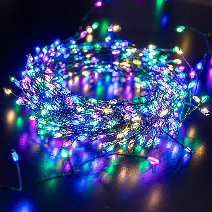 Firecracker Fairy Lights,50FT 500Leds Waterproof Twinkle Lights Plug in,8 Modes Remote String Light for Indoor Outdoor Christmas Wedding Birthday Patio Garden Decor,Green Wire,Multicolor