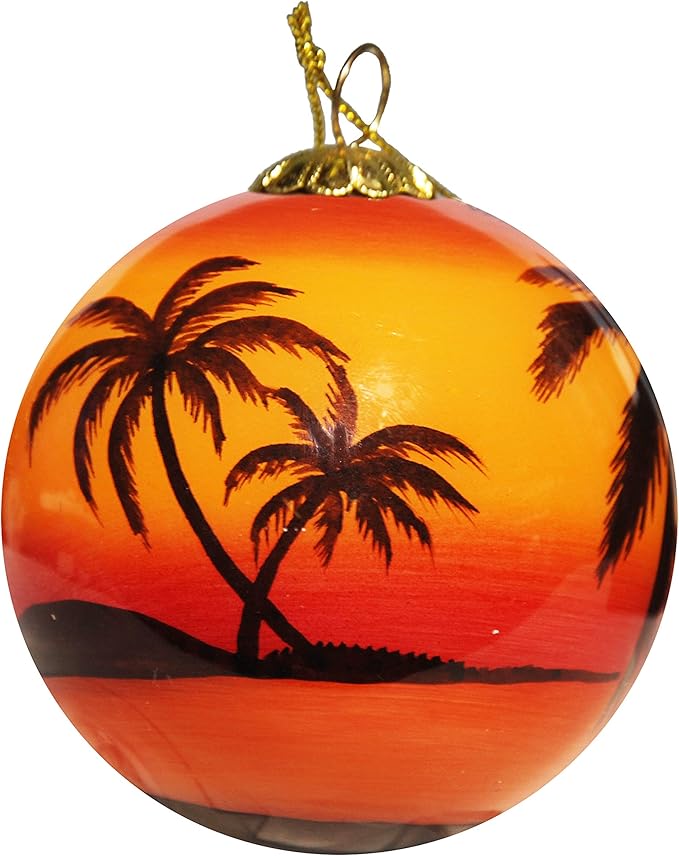 Blown Glass Christmas Ornament | Sunset Palms Key West | Hand Painted Inside | Original Art | Includes Gift Box