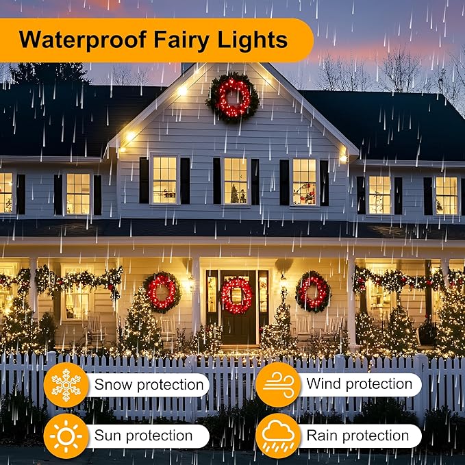Christmas Firecrackers String Lights 200LED Cluster Lights 8 Modes Timer Waterproof for Xmas Tree Garland Window Party 2pack