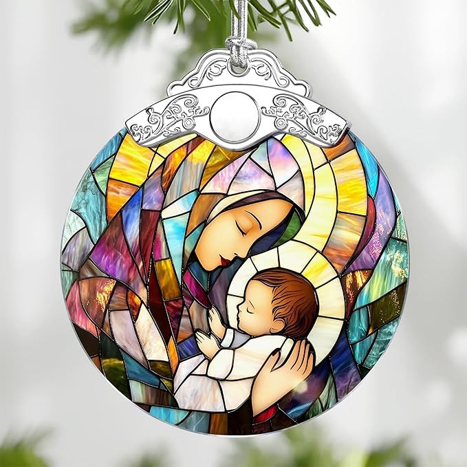 Virgin Mary Religious Christmas Ornaments, Christmas Tree Ornaments, Holiday Decor, Christian Gift, Religious Gift, Baptisms Gifts, Spiritual Gifts for Christian Women, Friends and Family