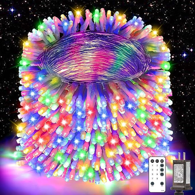 Christmas Lights String Outdoor Indoor,Xmas Tree Decorations Lights,Plug in Twinkle Fairy Light with Remote Timer for Room Yard Holiday Party Wedding Camping Decor (Multicolor, 108FT 300 LED)