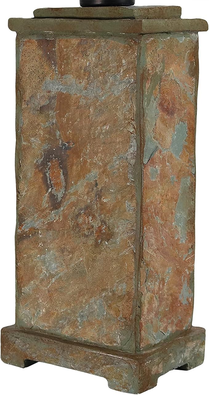 Sunnydaze 24" Outdoor Table Lamp - Weather-Resistant Natural Slate Light for Indoor or Outdoor Use - Gray Cotton Lampshade - Stone