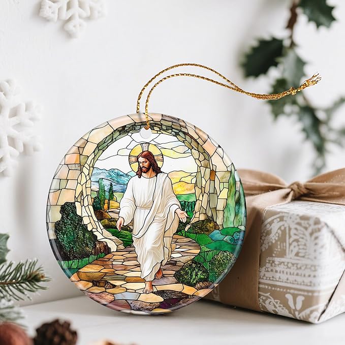 He is Risen: Resurrection of Jesus Christmas Ornaments – Christmas Tree Decorations, Christian Home Decorations, Stocking Stuffers, Gift Ideas, Easter Day Gift, Christian Gifts, and Religious Gifts