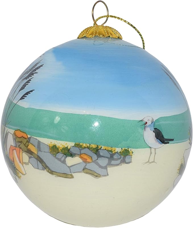 Blown Glass Christmas Ornament | Beach & Bird St. Augustine | Hand Painted Inside | Original Art | Includes Gift Box