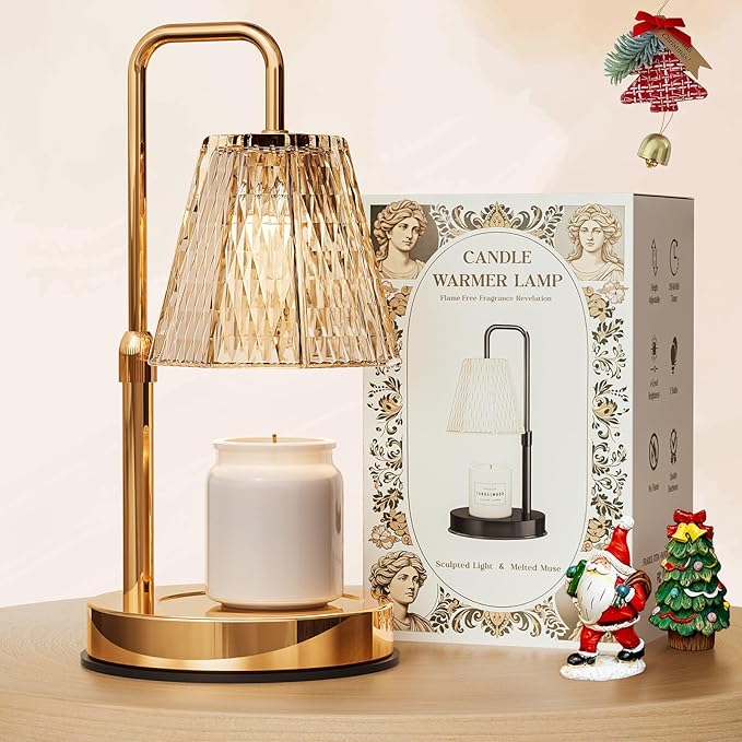 Candle Warmer Lamp with Timer – Dimmable Wax Warmer for Room Decor, Height Adjustable Candle Lamp for Mom Christmas Gifts, Birthday Gifts for Women, House warming Gifts for New Home Decor with 2 Bulbs