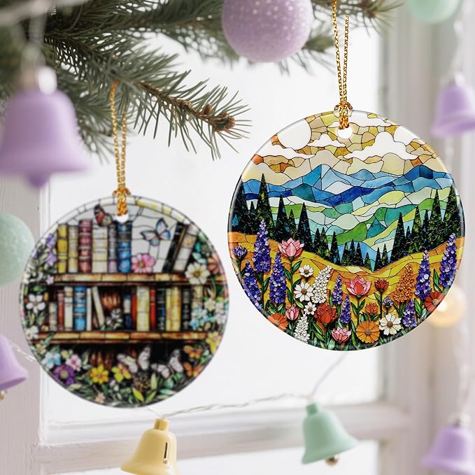 Vibrant Mountain & Wildflowers Christmas Ornaments: Christmas Tree Ornaments & Holiday Decor – Perfect Holiday Presents & Gift Ideas for Friends, Coworker, Family, and Nature Lover