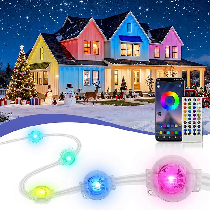 XINKAITE 300ft Permanent Outdoor Lights for House, 2025 Eave Lighting with App/Remote Control, IP67 Waterproof smartlight for Christmas, Halloween, Holiday, Party, Daily(2 Rolls 150FT)