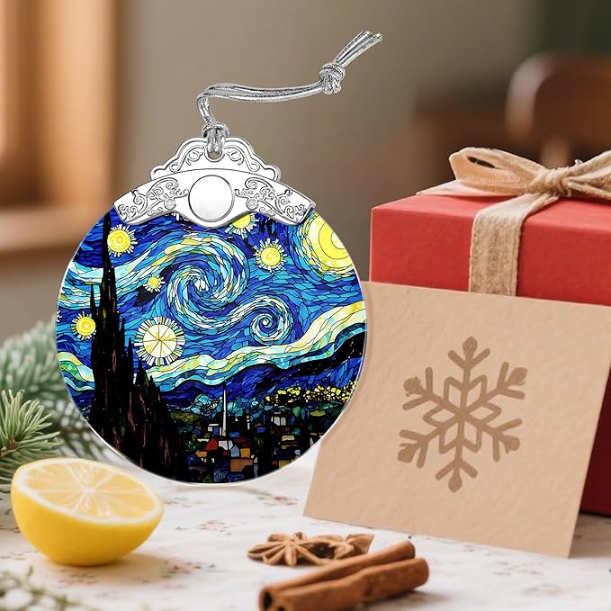 Stained Glass Ornament, Christmas Ornaments, Christmas Decorations for Tree, Holiday Ornament, Gifts for Nature Lovers, Holiday Party Gifts, Gift Ideas & Xmas Gift - Van Gogh Starry Night