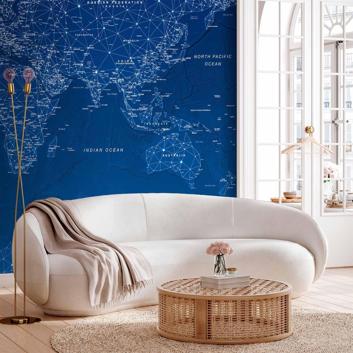 artgeist Wall Mural World Map 77x55 in - XXL Peel and Stick Self-Adhesive Wallpaper Removable Large Sticker Foil Wall Decor Print Picture Image Design Map of The World k-A-0125-a-a