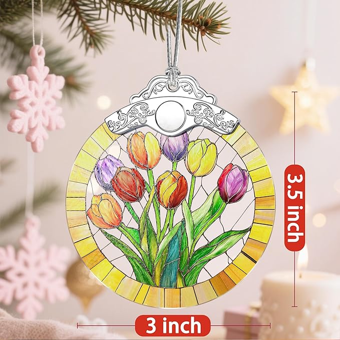 Christmas Ornaments: Stained Glass Ornament, Christmas Tree Ornament, Hanging Ornaments for Home Decor & Xmas Tree Decorations – Exquisite Holiday Decor, Gifts & Holiday Present - Tulips