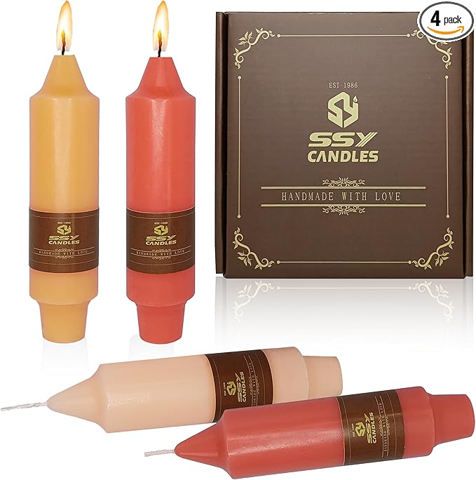 5 Inch Short Taper Candle Candlesticks Unscented Handmade Set of 4 Smokeless Long Burning Twisted Candlesticks for Thanksgiving Day Home Decoration Wedding(Orange)