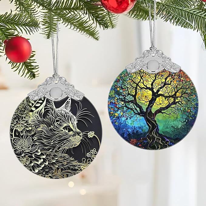 Christmas Decorations Ornaments, Stained Glass Ornament, Christmas Tree Ornaments, 2025 Gift Ornament, Xmas Gift for Friend Family Coworker - Persian Cat