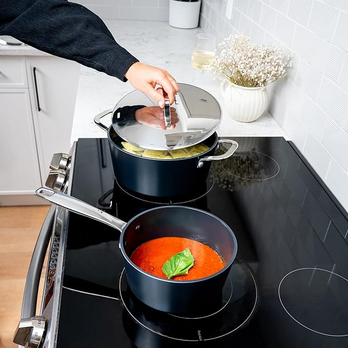 Alva Maestro 6-Piece Ceramic Cookware Set – Nonstick & No PTFE, PFOA, PFAS for Safe, Healthy Cooking – Oven & Induction Safe for Fast Even Heat, Effortless Cleanup, Durable Designed to Last
