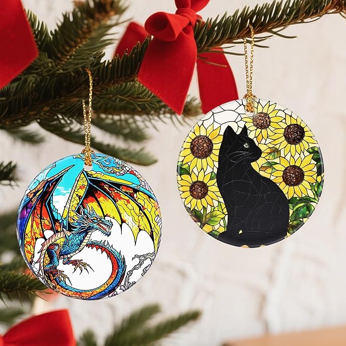 Sunflower Black Cat Ornament, Christmas Ornaments, Christmas Tree Decorations, Holiday Decor, Cat Lover Gifts, Pet Gifts, Xmas Gift & Holiday Presents for Friends or Family