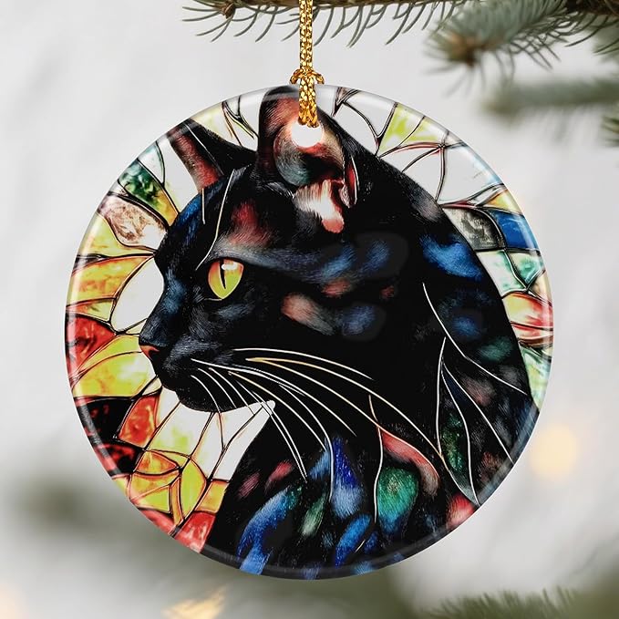 Black Cat Ornament, Christmas Ornaments: Christmas Tree Decorations, Holiday Decor, Stocking Stuffers, Gift Ideas, Xmas Gift, Gifts for Cat Lover