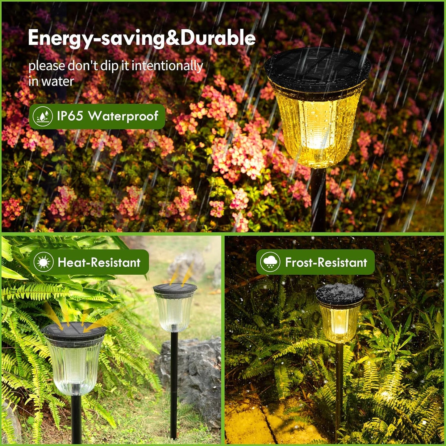 Solar Pathway Lights Outdoor, Solar Lights Outdoor Waterproof IP65, 200 LM Auto On/Off Solar Lights Garden,Outdoor Solar Lights for Yard Garden Walkway Driveway Path