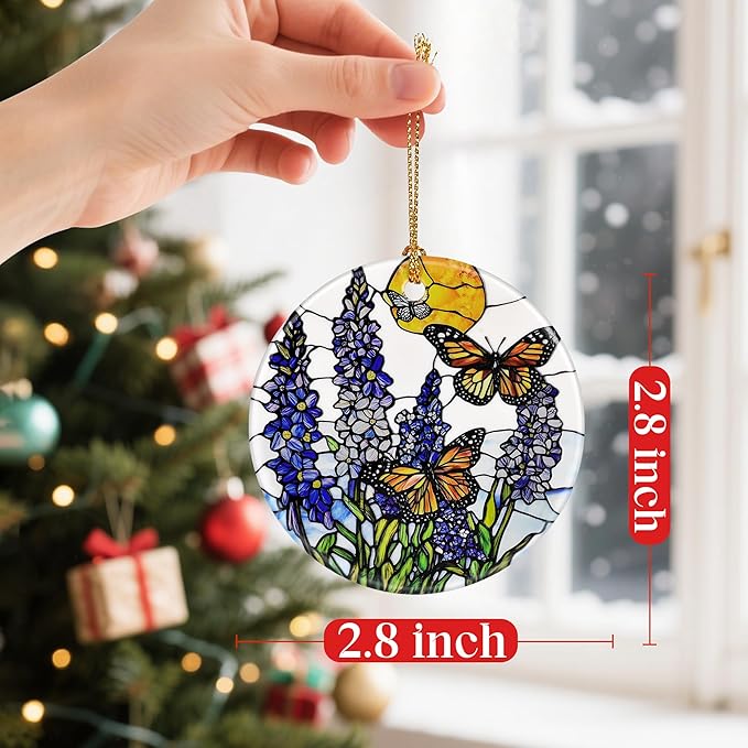 Lavender Butterfly Ornaments, Christmas Ornaments: Christmas Tree Decorations, Holiday Decor, Stocking Stuffers, Gift Ideas, Xmas Gift, Gifts for Flower Lover & Gifts for Butterfly Lover