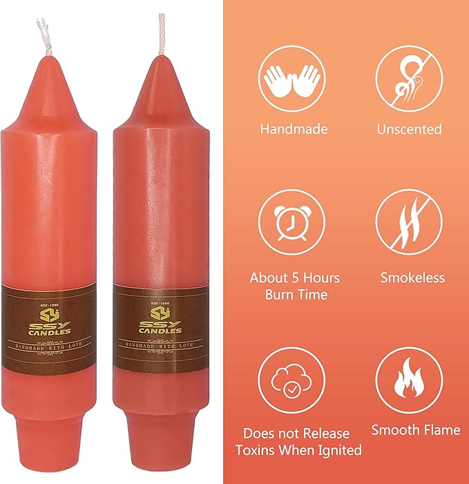 5 Inch Short Taper Candle Candlesticks Unscented Handmade Set of 4 Smokeless Long Burning Twisted Candlesticks for Thanksgiving Day Home Decoration Wedding(Orange)