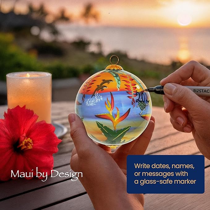 Collectible Hand Painted Maui Sunset Ornament Collectible with Gift Box SUH/M