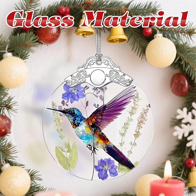 Christmas Ornament, Stained Glass Ornament, Christmas Ornaments for Tree, Hummingbird Hanging Ornaments for Home Decor & Xmas Decorations – Holiday Decor, Gift Ideas, Perfect Holiday & Xmas Gifts
