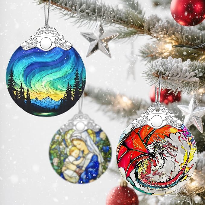 Christmas Ornaments: Stained Glass Ornament, Christmas Tree Ornament, Hanging Ornaments for Home Decor & Xmas Tree Decorations – Holiday Decor, Gifts & Holiday Present - Northern Lights