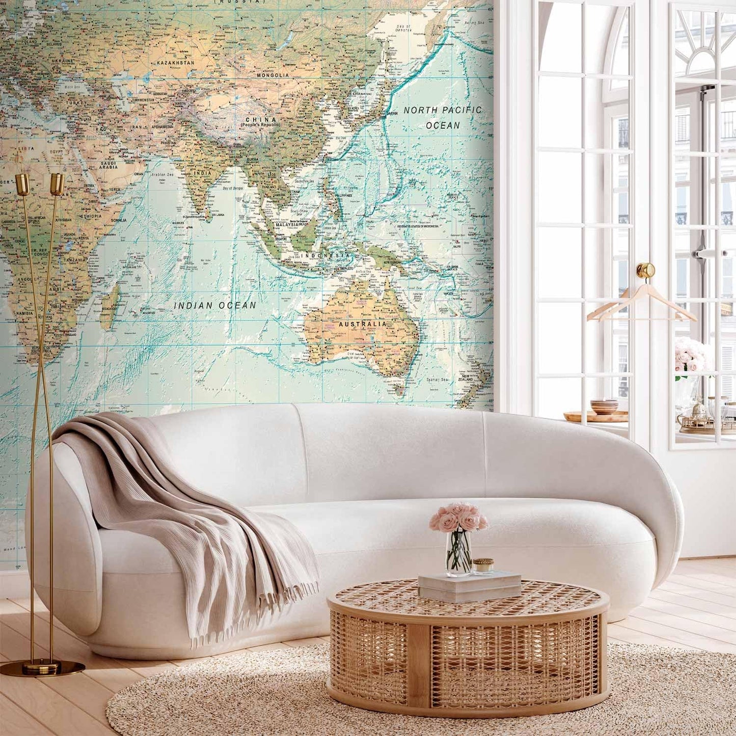 artgeist Wall Mural World Map 193x138 in - XXL Peel and Stick Self-Adhesive Wallpaper Removable Large Sticker Foil Wall Decor Print Picture Image Design Map of The World k-A-0091-a-d
