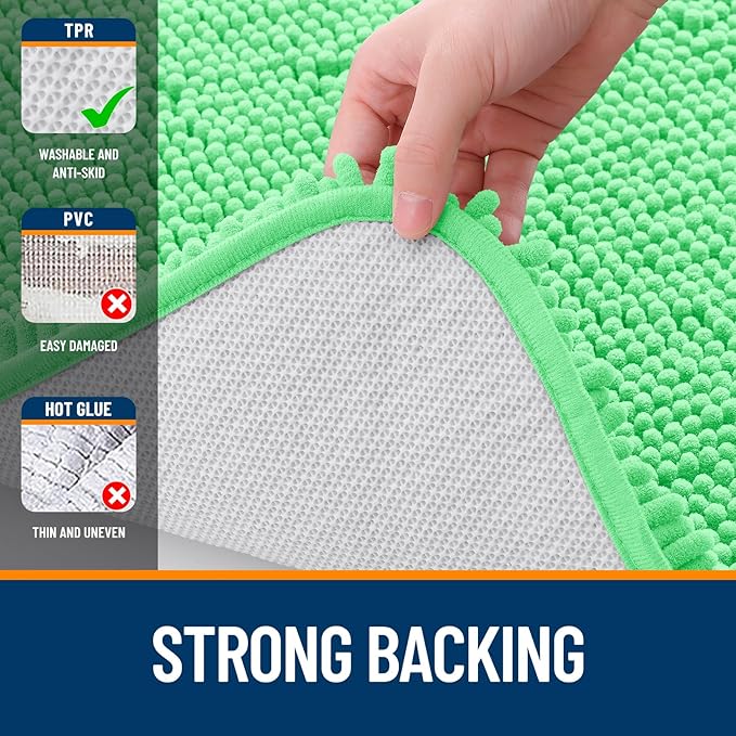 OLANLY Bathroom Rugs 36x24, Extra Soft Absorbent Chenille Bath Rugs, Rubber Backing Quick Dry, Machine Washable Bath Mats for Bathroom Floor, Tub and Shower, Home Decor Accessories, Mint Green