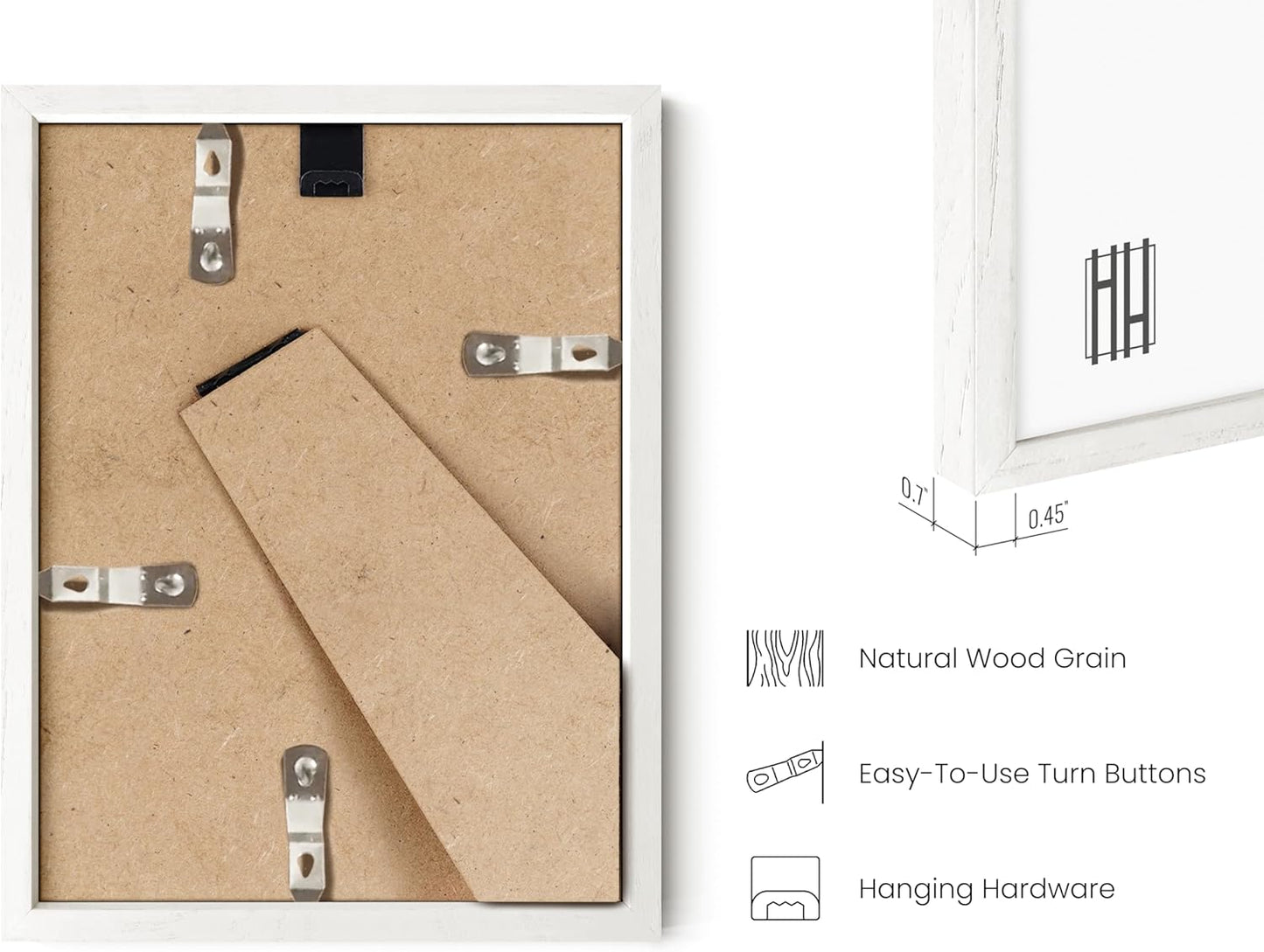 HAUS AND HUES 6x8 White Oak Wooden Picture Frame - Set of 6 6x8 Poster Frame - Premium Oak, Vertical Hang, Shatterproof Plexiglass - Ideal for Home, Room, Office (6x8-inch, White, Set of 6)