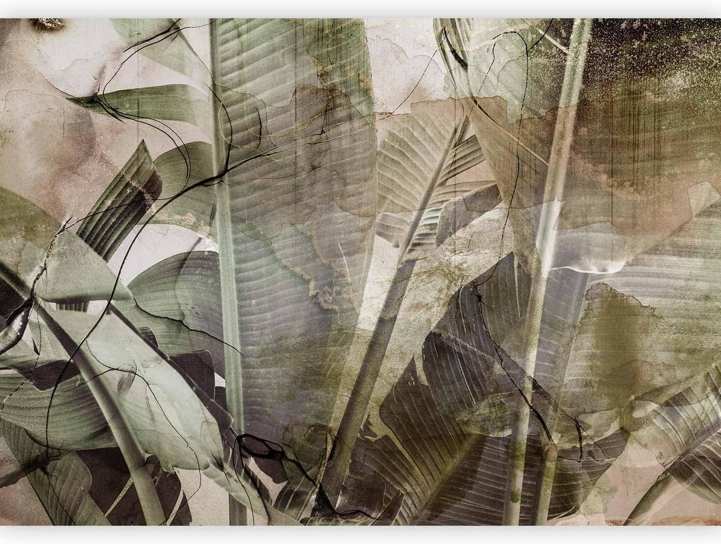 artgeist Wall Mural Tropical Leaves 77"x55" XXL Peel and Stick Self-Adhesive Wallpaper Removable Large Sticker Foil Wall Decor Print Picture Image Design Plant Jungle Nature Like Painted b-C-0776-a-a