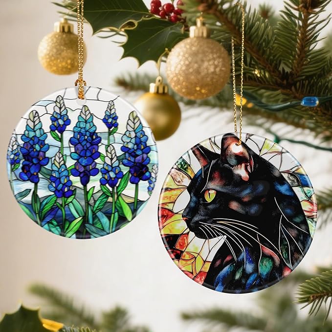 Black Cat Ornament, Christmas Ornaments: Christmas Tree Decorations, Holiday Decor, Stocking Stuffers, Gift Ideas, Xmas Gift, Gifts for Cat Lover