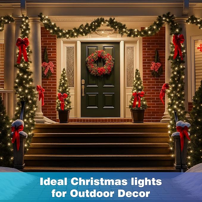 Christmas Lights 400 LED 131 FT, IP67 Waterproof Christmastree Lights with 8 Modes, Remote Control 3 Timers & Memory Function Xmas Decorations for House and Holiday (Warm White)
