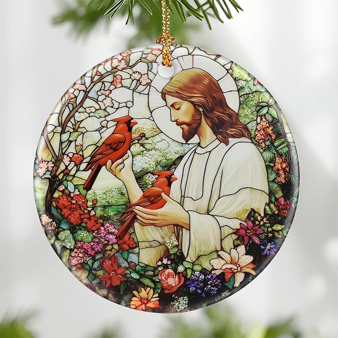 Jesus Christ Ornament: Christmas Ornaments, Religious Christmas Decorations for Tree, Catholic Ornament & Christian Holiday Decor | Religious Gifts, Christian Gifts - Design D