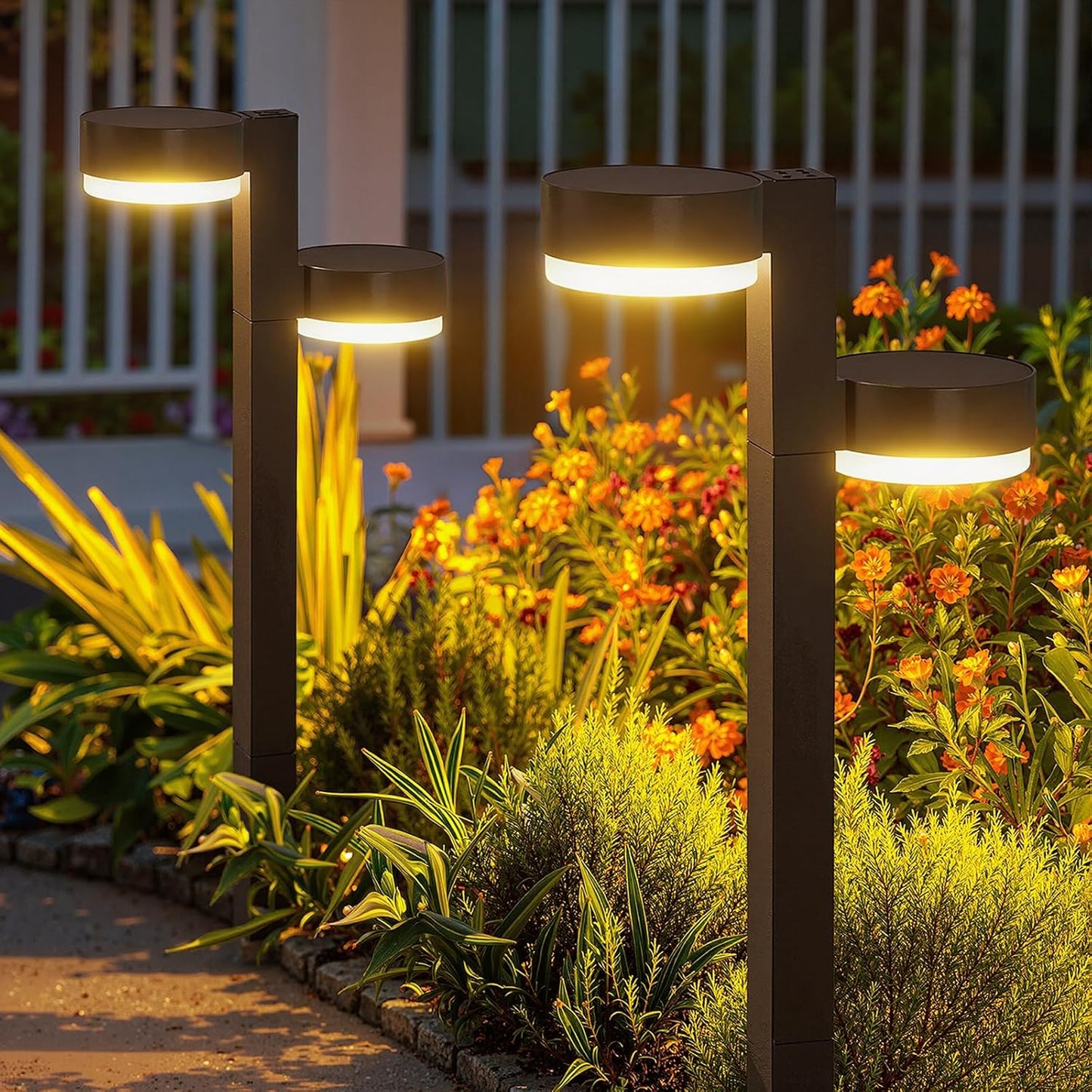 Solar Pathway Lights Outdoor Waterproof, 6 Pack with 12 Head Solar Lights Outdoor Super Bright Up to 12Hrs, Auto On/Off Garden Light for Yard Patio Path Walkway Driveway Outside Decor