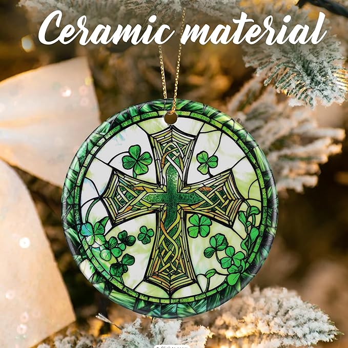 St. Patrick's Day Celtic Cross Christmas Ornaments: Christmas Tree Ornaments, Irish Holiday Decor, Stocking Stuffers, Christian Gifts, Religious Gifts, Cross Gift & Irish Shamrock Gift
