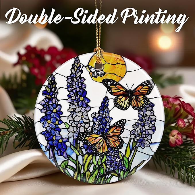 Lavender Butterfly Ornaments, Christmas Ornaments: Christmas Tree Decorations, Holiday Decor, Stocking Stuffers, Gift Ideas, Xmas Gift, Gifts for Flower Lover & Gifts for Butterfly Lover