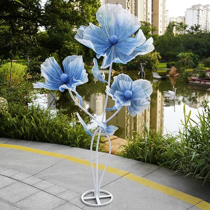 Giant Flowers for Decoration,66.9" Tall Floor Standing Life Size Silk Flower Decor - 3 Large Artificial Flowers with Stand for Wedding Reception, Party Banquet Background, Home Decor