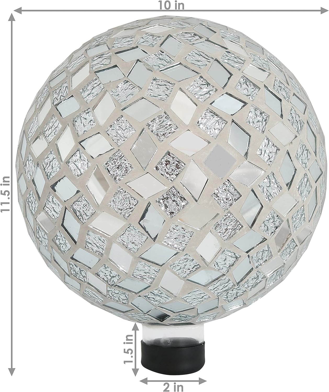 Sunnydaze 10-inch Gazing Ball for Garden - Crackled Glass Mosaic Gazing Globe for Outside - Mirrored Diamond Mosaic - 2-Pack