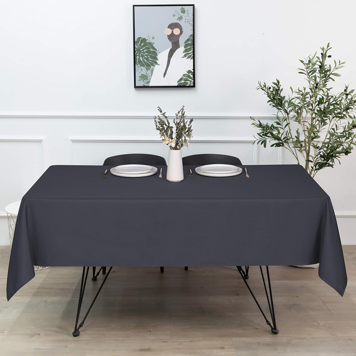 sancua Square Tablecloth - 60 x 60 Inch - Water Resistant Spill Proof Washable Polyester Table Cloth, Decorative Fabric Table Cover for Dining Tables, Buffet Parties and Camping, Grey