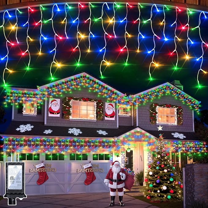 1620 LED Christmas Lights with 360Drops, 164ft 12 Modes Multicolor Outdoor String Lights with Timer Dimmable, Waterproof Hanging Twinkle Lights for Indoor Holiday Wedding Party Eaves Christmas Decor