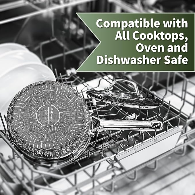 Hybrid Nonstick Saucepan Set of 2 with Lids 1.5 QT and 3 QT, Stainless Steel Honeycomb Pans,Compatible with All Cooktops,Dishwasher and Oven Safe