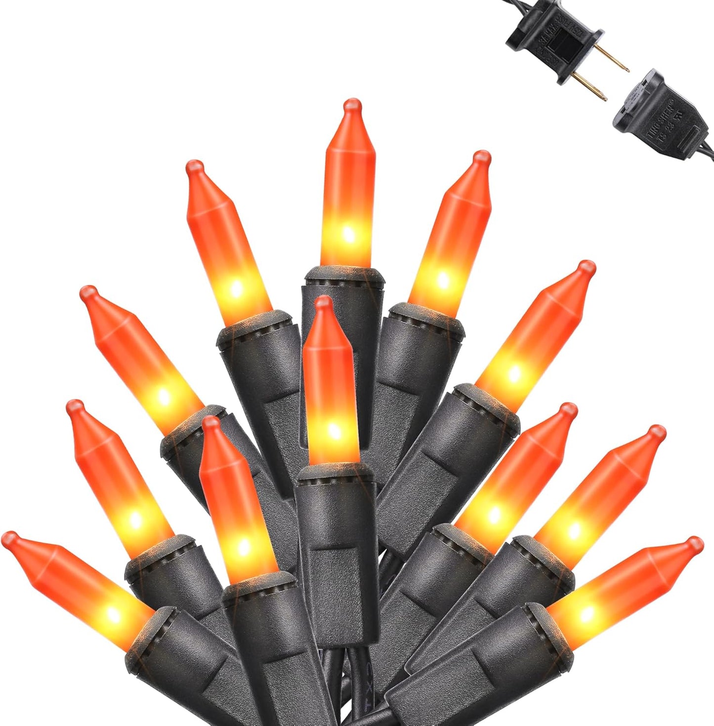 Toodour Orange Halloween Lights, 12.5ft 50 Count Incandescent Halloween String Lights, UL Certified Connectable Mini Bulbs Orange String Light for Home, Garden, Porch, Party, Indoor Decorations