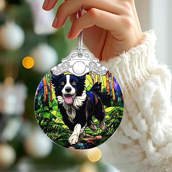Loyal Border Collie Stained Glass Ornament, Christmas Ornament – Christmas Tree Decor, Holiday Decor, Stocking Stuffer, Gift Idea, Gifts for Dog Owner, Dog Lover, Pet Lover