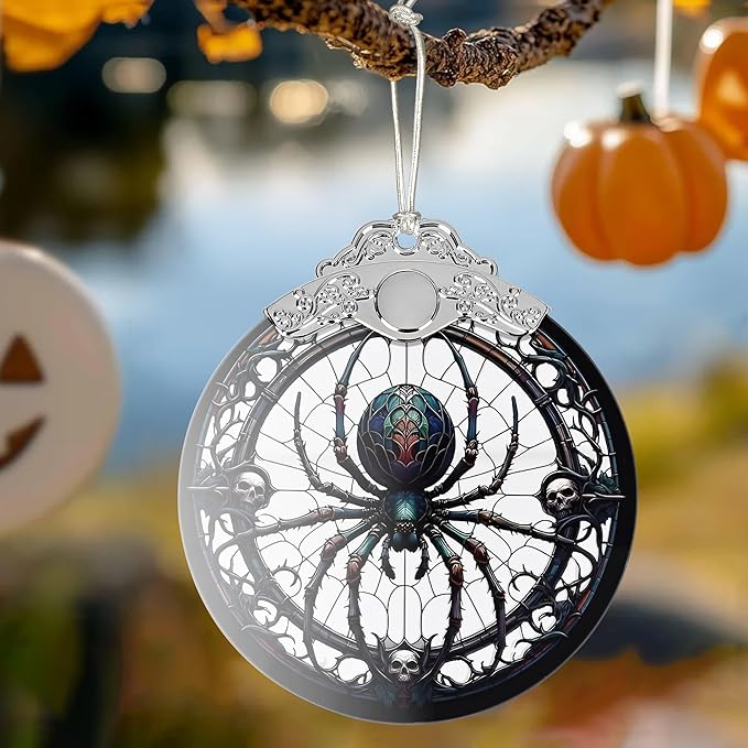 2025 Ornaments for Christmas Tree, Zmoicky Stained Glass Hanging Ornament, Christmas Ornaments Clearance, Gift Exchange Ornament, Bauble Present - Spider
