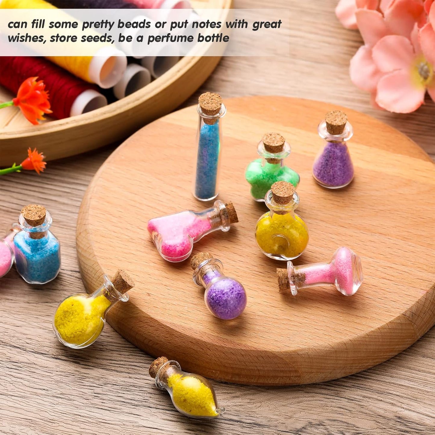140 Pcs Mini Glass Bottles with Cork Stoppers Tiny Wishing Potion Bottles, 14 Shapes, Small Spell Apothecary Jar Vials Witchcraft Drifting Jar for Wedding Halloween Party Arts DIY Crafts