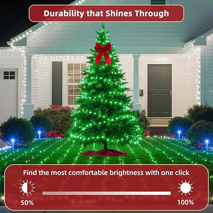300LED 75FT Christmas Lights Indoor, LED Christmas Tree Decoration Lights with 12 Modes & Timer Memory, Dimmable Plug in Waterproof LED Xmas Light for Yard Trees Wedding Party Holiday Green